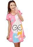 Icibgoods Womens Skirt Summer Glasses Rabbit Print Dress Pink