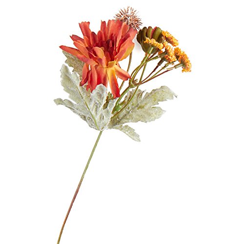 Factory Direct Craft Poly Silk Orange Mum Floral Picks | For Indoor Decor | 6 Stems