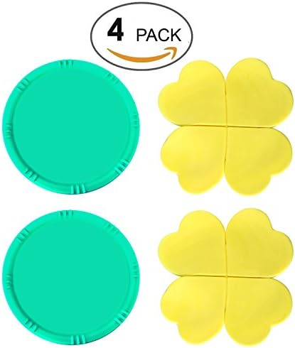 Drink Coaster Set (4 Pack), DecaStars Silicone [Non-slip] Lightweight Rubbery Durable Cup Mat Drink Coasters 4pcs - Lightseagreen Yellow