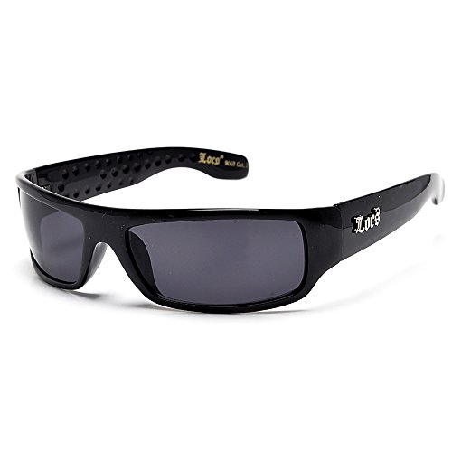 Official LOCS Hardcore Shades Black with Dark Lens Gangsta Style Sunglasses (Black/Dark)