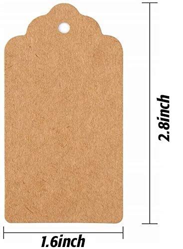 SallyFashion 200pcs Kraft Paper Gift Tags with Free 200 Root Natural Jute Twine(Water Ripple)