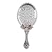 Ohraina Decorative Vintage Style Rose Embossed Oval Silver Tarnish Free Hand Held Vanity Mirror (Silver)