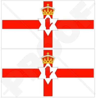 NORTHERN IRELAND Flag, Ulster Banner UK 3" (75mm) Vinyl Bumper Stickers, Decals x2