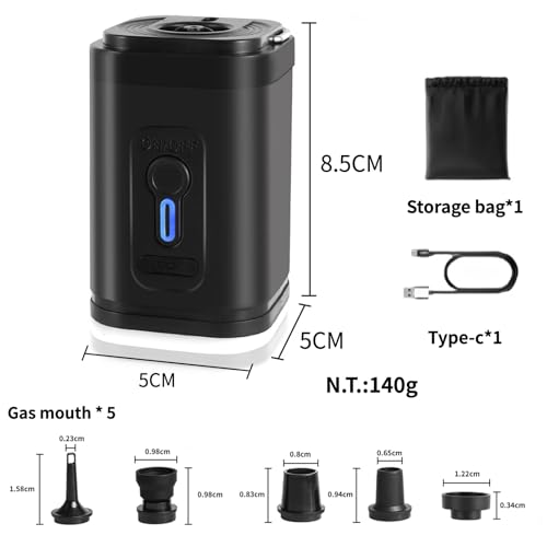Portable Air Mattress Pump, Kequsprk Electric Air Pump for Inflatables, 2400mAh Rechargeable Quick-Fill Inflator Deflator Mini Vacuum Pumps for Inflatables, Raft Boat, Pool