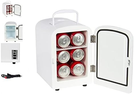 Quality Kitchenware - Portable Mini Fridge - Both Cooler and Warmer - Auto Car Boat Home Office AC &amp; DC- White Color - Compact Classic Travel 12v Refrigerator - Iceless Cold Beverage - Convenient