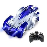 Wall Climbing RC Car 2.4 Ghz Radio Remote Control Car Toys Rechargeable Sport Racing Vehicle Boys Girls Gift Gravity 360°Rotating Electric Stunt Car Blue