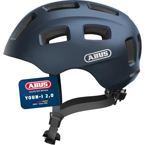 ABUS Fahrradhelm Youn-I 2.0 - mit Licht für Kinder, Jugendliche und Junge Erwachsene - für Mädels und Jungs - Blau, Größe M (52-57 cm)