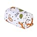 Friendly Forest Deluxe Flannel Swaddle Blanket - Forest Animals Scatter Print Cotton Flannel, Orange, Green, Tan, Gray and White, 48 in x 48 in