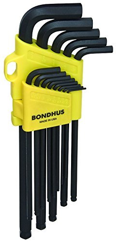 Bondhus 16037 13 Piece Ball End Tip Hex Key L-Wrench Set with ProGuard Finish, Extra Long Arm by Bondhus