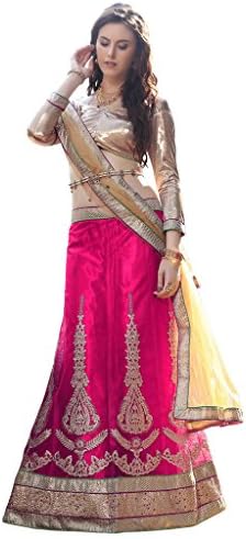 Khushali Presents Embroidered Net Lehenga Choli(Pink)
