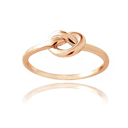 Hoops & Loops Flash Plated Rose Gold Sterling Silver Love Knot Ring Size 6