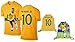 Neymar Jersey Style T-shirt Kids Neymar Jr Jersey Brazil T-shirt Gift Set Youth Sizes ✓ Premium Quality ✓ ✓ Soccer Backpack Gift Packaging (YM 8-10 Years Old, Neymar)