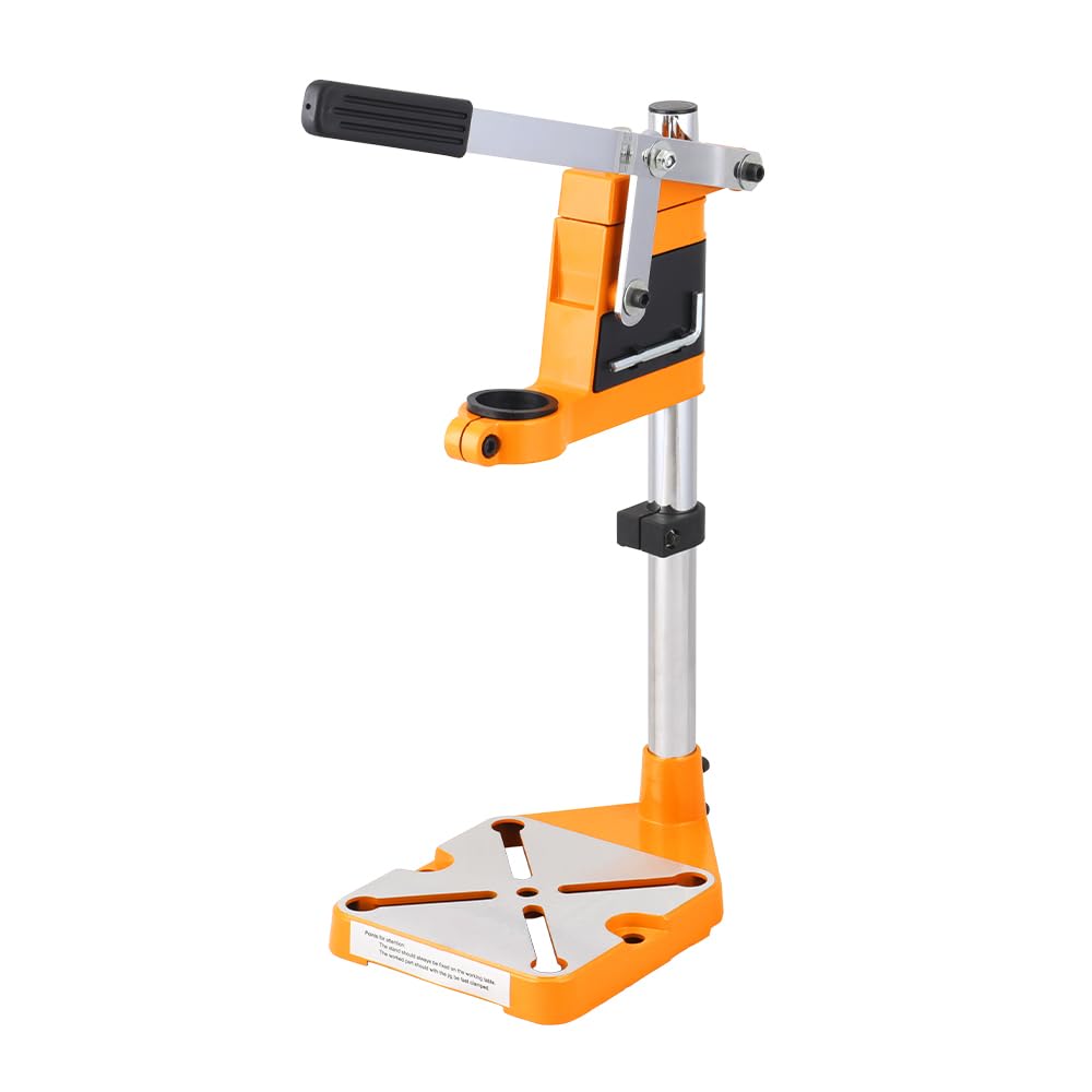 Hoteche Precision Drill Stand with Aluminium Stand and Steel Tube - 60 mm Drilling Depth, 43 mm Clamping Diameter, 400 mm Height - Ideal for Hand Drills, Suitable for Wood, Metal and Aluminium