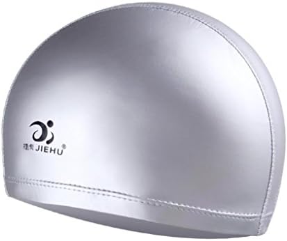 Swim Cap, Shybuy Waterproof Swimming Cap for Adult Men Women Solid Swim Caps For Women Long Hair Men Short Hair Keep Hair Dry Comfortable Swimming Cap Caps for Men Women (Silver)
