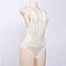 AnloveKiss Women Sexy Lingerie Backless Floral Lace Babydoll Sleepwear Teddy Bodysuit (M, White)