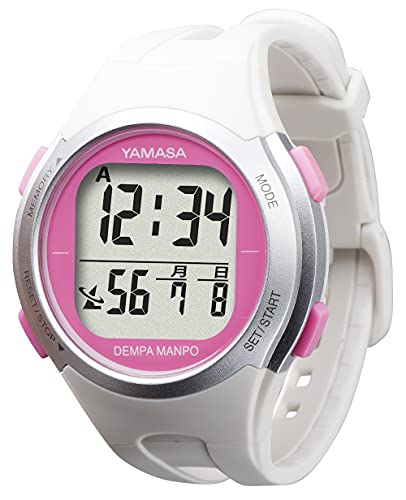山佐 ウォッチ万歩計 DEMPA MANPO ホワイト×ピンクの商品画像