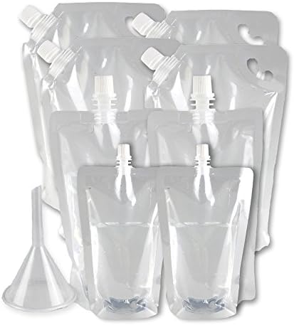 Lovelyou Cruise Liquor Bag Kit For Alcohol - Plastic Concealable Flasks Kit with a Free Funnel, 8 Piece Kit(4X32oz + 2X16oz + 2X8oz) + FREE FUNNEL