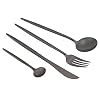 Huishoudelijk bestek Sets 304 roestvrijstalen lepel Vork Titanium Plating Zwart servies Bestek