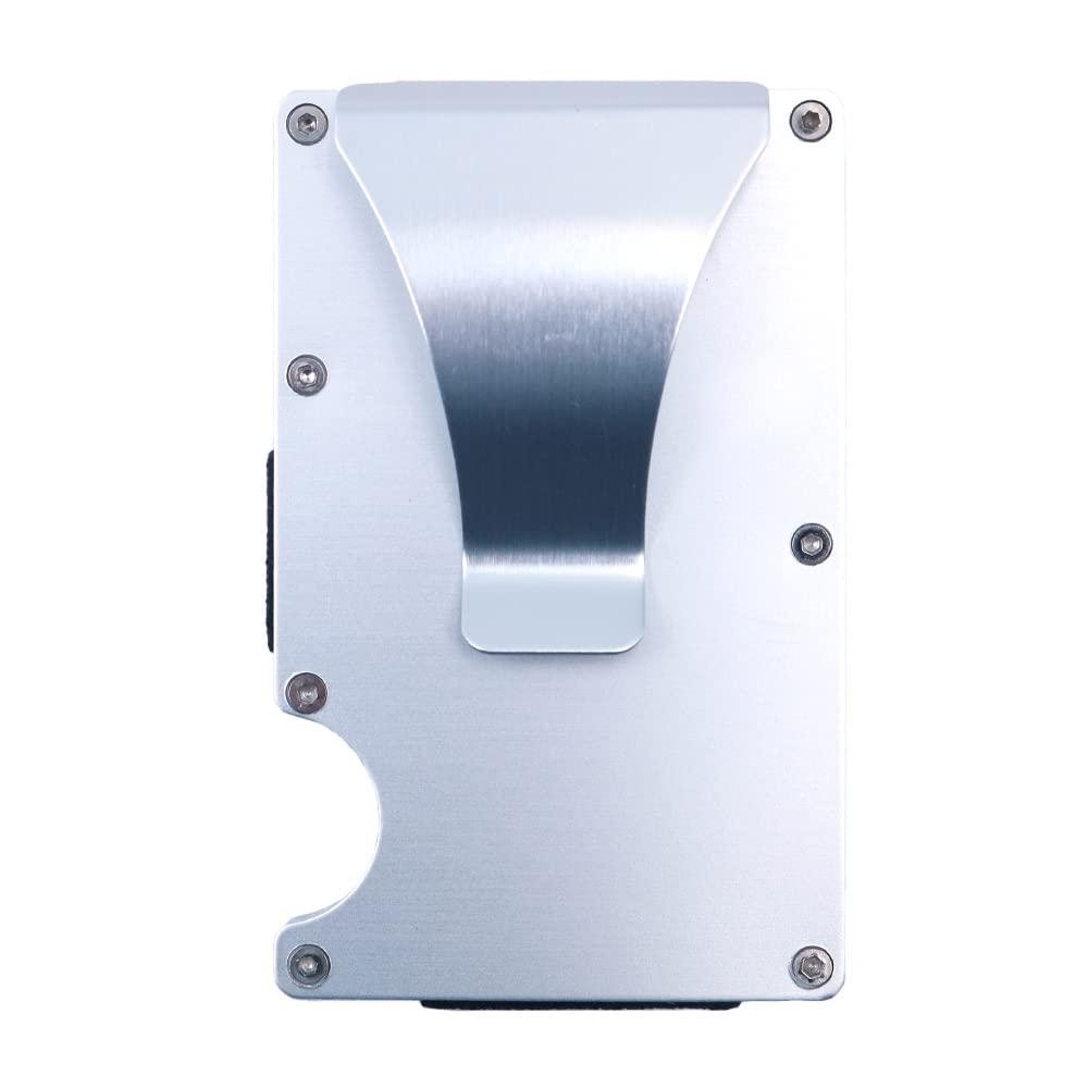Tiardey Aluminum Alloy Wallet,Blocking Card Holder,Minimalist Money Clip Ultra-Thin Design for Men - Silver