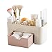 Space Saving Plastic Office Supplies Desk Organizers,SMYTShop 6 Cells Pen Holder/Cell Phone Holder/Cosmetic Holder with a Drawer (Pink)