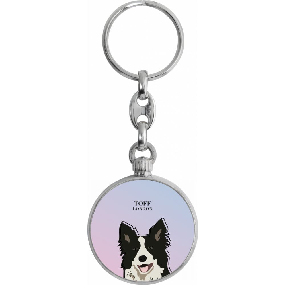 Toff London Black And White Border Collie Dog Head Keyring
