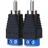 JEEUE RCA Male Plug Connectors Solderless Adapter, RCA Plug for AV Screw Terminal Audio/Video Speaker CCTV Applications RCA Cable - 2PCS Blue