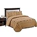 MarCielo 3-Piece Fully Quilted Embroidery Quilts Bedspreads Bed Coverlets Cover Set, Cal King Size, Burgundy, Brown, Emma Gold(Oversize, Taupe)