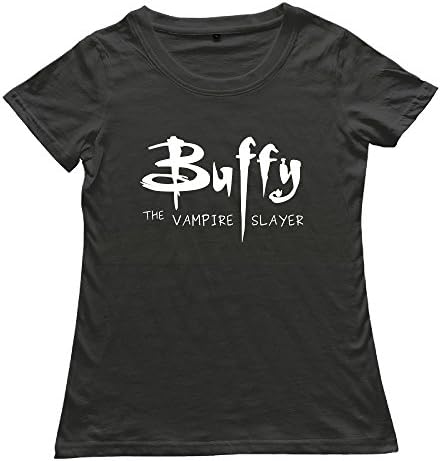 DETED Fashion Short Sleeve T-shirt - Buffy The Vampire Slayer Logo For Women's SizeL Black