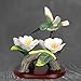 BANBERRY DESIGNS Hummingbird Figurine Porcelain with Pink Flowers with Separate Wood Base 4.5 Inch