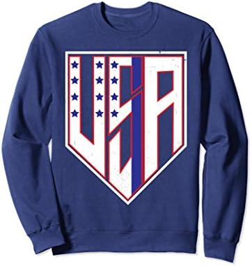 Unisex USA Police Flag Thin Blue Line Star Stripes Team Sweatshirt Large Navy
