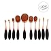 DSCbeauty 10 Pcs Oval Brushes Set Packed with Box Foundation Contour Blush Concealer Eyebrow Eyeliner Blending Cosmetics Brushes Toothbrush Curve Makeup Tools Set (Black Rose Golden)