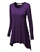 WT953 Womens Round Neck Long Sleeve Rib Trapeze Tunic Top XXXL Purple