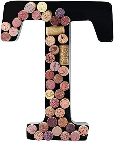 Metal Wine Cork Holder Monogram Decorative Wall Letter (T)