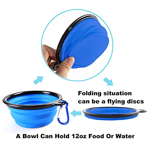 Dogs Travel Water Bottle, Leak Proof Puppy Bottle Water Dispenser with Bowls for Walking (Blue)