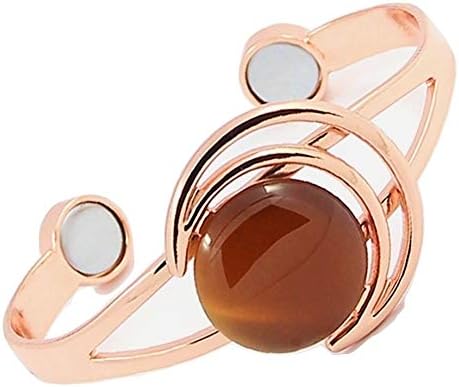 ProExl Women's Pure Solid Copper Magnetic Bracelet Cats Eye Stone for Arthritis Relief (Tigers Eye)