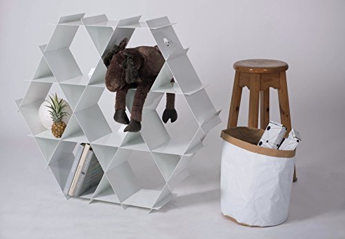 Floating hexagon shelves, wall shelves, white standing shelf or wall shelf, Metal Ruche shelving unit Size L - Thumbnail 5