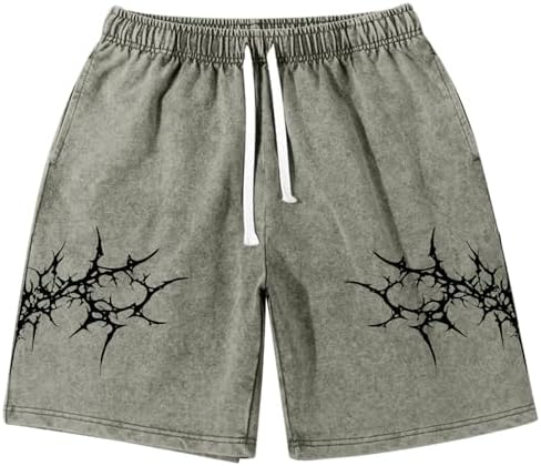 COZYEASE Men's Letter Graphic Print Drawstring Waist Shorts Casual