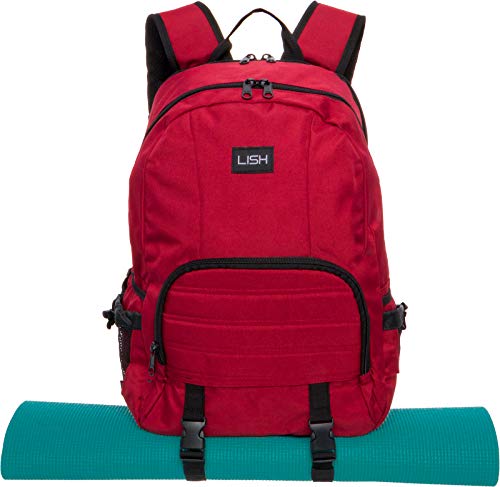 LISH Vinyasa Yoga Mat Backpack - Multipurpose Lightweight Gym Tote Bag with Straps (Maroon) - Thumbnail 7