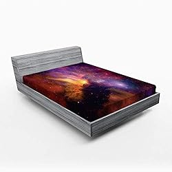 Lunarable Outer Space Fitted Sheet, Space Stars and