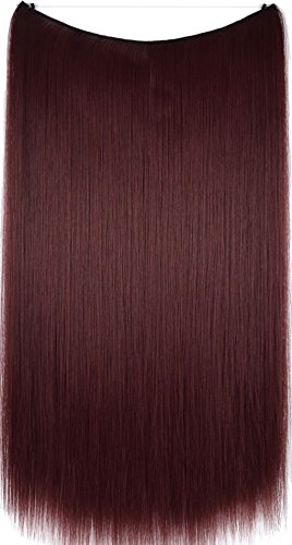 TOPREETY 100g24inch Straight Mircale Wire Stretchable Halo Hair Extensions Hot Resistant Synthetic Fiber