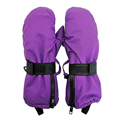 Kids Winter Waterproof Ski Snow Mittens Warm with Zipper for Toddler Girls- KSM21