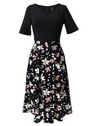 VFSHOW - Vestido de pátina para mujer, estilo vintage, con bolsillos plisados