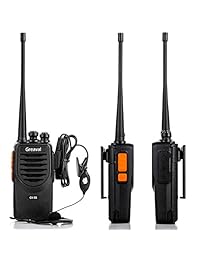 Greaval GV-9S Walkie Talkies de largo alcance para adultos Radios de 2 vías recargables Paquete de 4 con auricular + Batería de ion de litio + Cargador USB + Cargador de escritorio Walkie Talkie UHF 400-470 Mhz (4Pack)