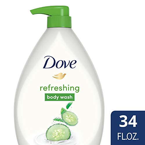 DOVE BODY WASH PUMP FOR DRY SKIN CUCUMBER AND GREEN TEA SULFATE FREE BODY WASH 34 OZ