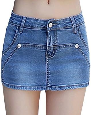 Wxian Women's Fake Two Pieces Denim Jeans Shorts