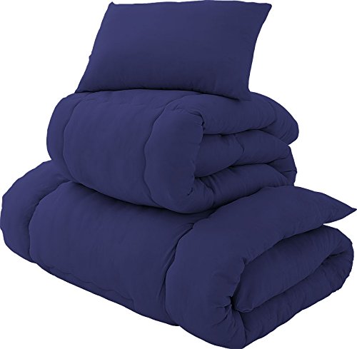 リコメン堂 布団4点セット シングル 届いたらすぐ使える ほこりが出にくい 洗える 抗菌 防臭 ピーチスキン加工 低ホルムアルデヒド インディゴブルー商品画像