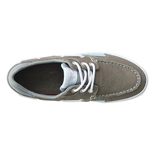XTRATUF Finatic II Women’s Leather Deck Shoes, Gray & Blue (22310)