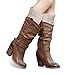 Avidlove Women Socks Knit Crochet Boot Cuffs Hollow Out Leg Warmers with Lace Trim Beige