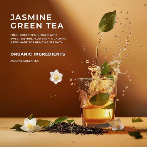 GYA TEA CO JASMINE TEA LOOSE LEAF TEA – 5.29 OZ 70 CUPS CAFFEINE TEA GENTLE FLAVORS OF BLOSSOMS OFFERING A BOOST OF ANTIOXIDANTS FOR EVERYDAY WELLNESS – PREMIUM JASMINE GREEN TEA LOOSE LEAF FRUIT TEA