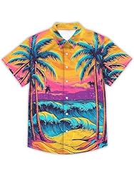 Hawaiian Shirts for Men Summer Beach Casual Short